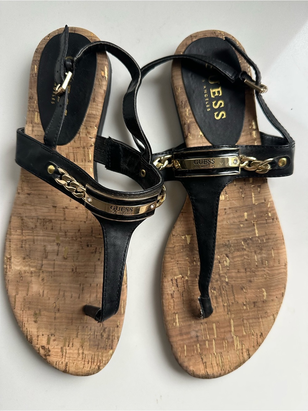Guess black cork sandals 9